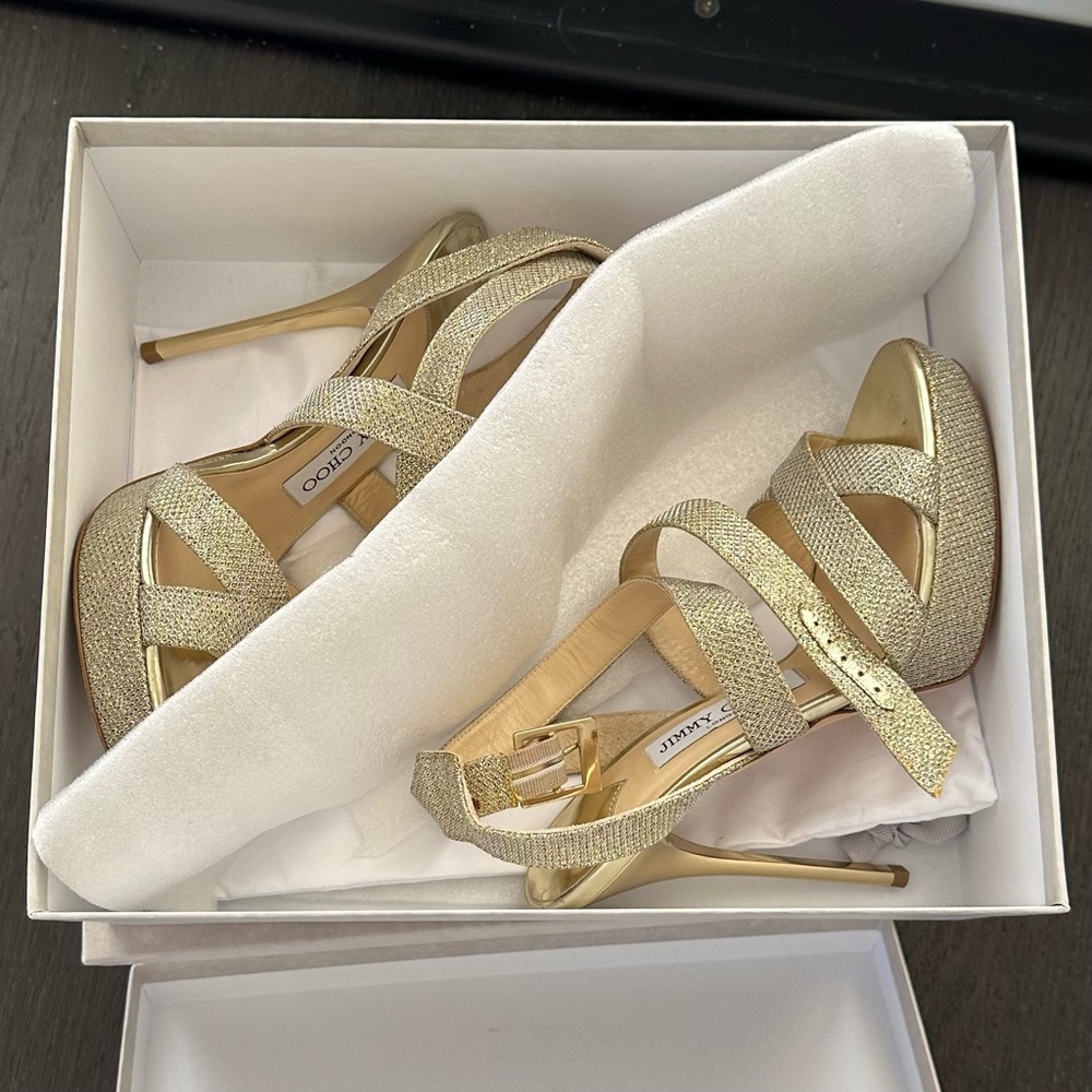 JIMMY CHOO Gold Platform Sandals
